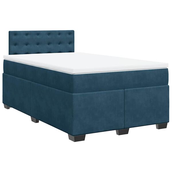 vidaXL Sommier &agrave; lattes de lit et matelas bleu fonc&eacute; 120x190cm velours