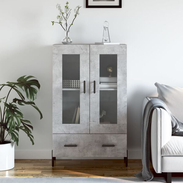 vidaXL Buffet haut gris b&eacute;ton 69,5x31x115 cm bois d'ing&eacute;nierie