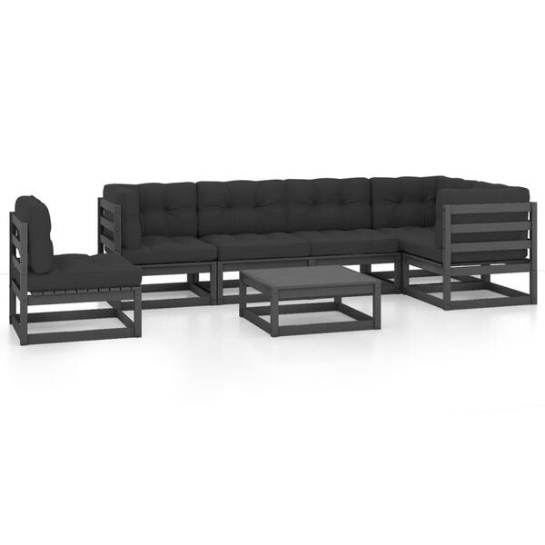vidaXL Salon de jardin 7 pcs avec coussins Bois de pin massif