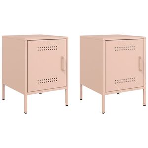 vidaXL Tables de chevet 2 pcs rose 36x39x50,5 cm acier