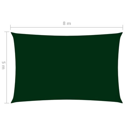 vidaXL Voile de parasol Tissu Oxford rectangulaire 5x8 m Vert foncé