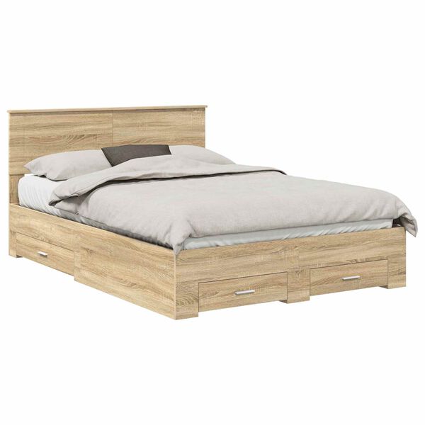 vidaXL Cadre de lit Ch&ecirc;ne Sonoma 140 x 200 cm Bois d'ing&eacute;nierie