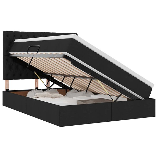 vidaXL Lit avec rangement et LED avec LED Noir 140 x 200 cm Polyester