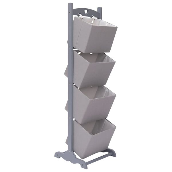 vidaXL Support &agrave; panier 4 niveaux Gris fonc&eacute; 35x35x125 cm Bois