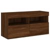 vidaXL Meuble TV mural avec lumi&egrave;res LED ch&ecirc;ne marron 80x30x40 cm