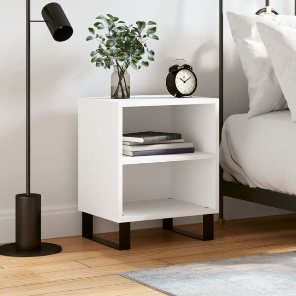 vidaXL Table de chevet blanc 40x30x50 cm bois d&rsquo;ing&eacute;nierie