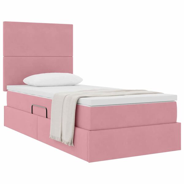 vidaXL Lit avec rangement et matelas Rose 90 x 190 cm Velours