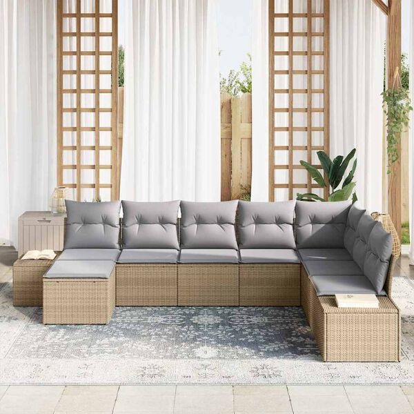 vidaXL Ensemble de canap&eacute; de jardin 8 pcs Beige et Gris clair