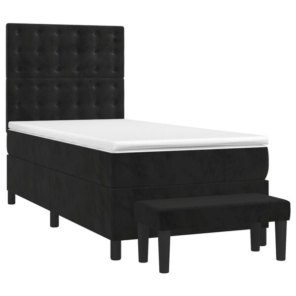vidaXL Sommier &agrave; lattes de lit et matelas Noir 80x200 cm Velours