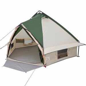 vidaXL Tente Teepee 4-Personnes Vert et gris 388 x 320 x 169 cm