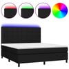 vidaXL Sommier &agrave; lattes de lit et matelas et LED Noir 160x200 cm Tissu