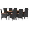 vidaXL Ensemble &agrave; manger de jardin 9pcs coussins noir r&eacute;sine tress&eacute;e