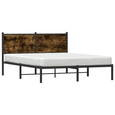 vidaXL Cadre de lit en métal sans matelas chêne fumé 137x190 cm