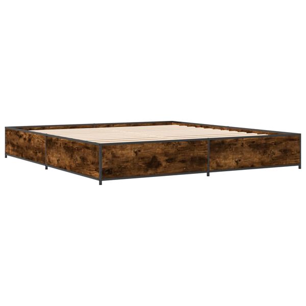 vidaXL Cadre de lit sans matelas ch&ecirc;ne fum&eacute; 200x200 cm