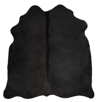 vidaXL Tapis en peau de vache véritable noir 180x220 cm