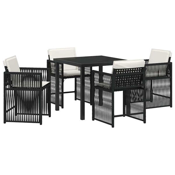 vidaXL Ensemble de salle &agrave; manger pour jardin 5 pcs Noir polyrotin