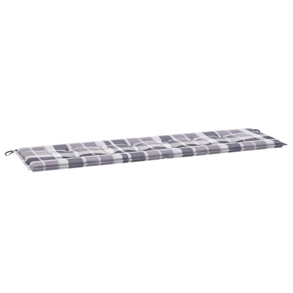 vidaXL Coussin de banc de jardin motif à carreaux gris 180x50x4 cm