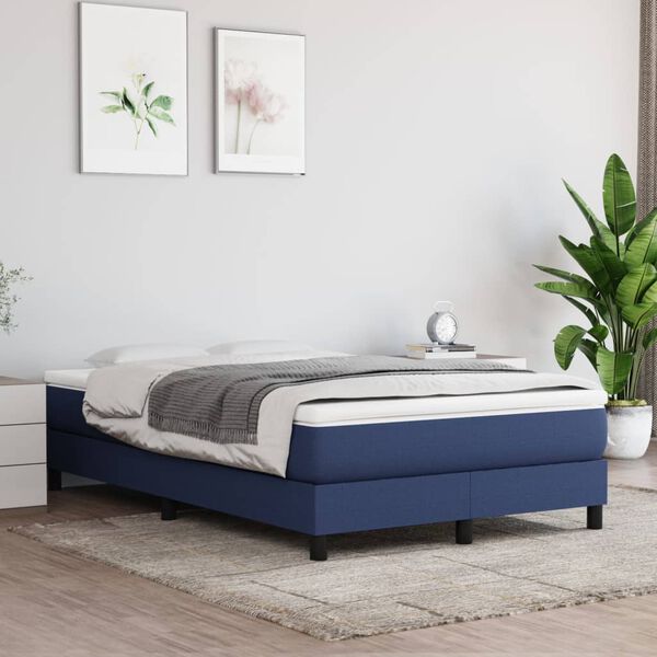 vidaXL Sommier &agrave; lattes de lit avec matelas bleu 120x190 cm tissu