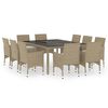 vidaXL Ensemble &agrave; manger de jardin 11pcs R&eacute;sine tress&eacute;e Beige