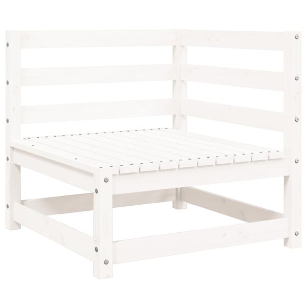 vidaXL Salon de jardin 9 pcs blanc bois de pin massif