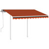 vidaXL Auvent manuel r&eacute;tractable avec poteaux 3,5x2,5 m Orange marron