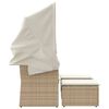 vidaXL Canap&eacute; de jardin 2 places avec auvent et tabourets beige rotin