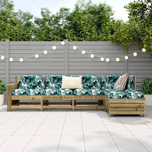 vidaXL Salon de jardin 5 pcs bois de pin impr&eacute;gn&eacute;