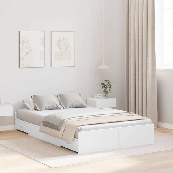 vidaXL Cadre de lit avec rangement avec t&ecirc;te de lit Blanc 120 x 200 cm