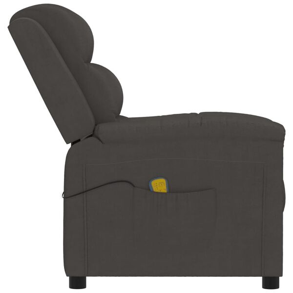 vidaXL Fauteuil de massage Gris fonc&eacute; velours