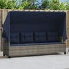 vidaXL Chaise longue avec auvent et coussins gris r&eacute;sine tress&eacute;e