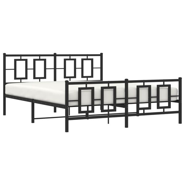 vidaXL Cadre de lit m&eacute;tal sans matelas avec pied de lit noir 160x200cm