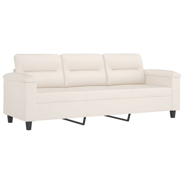 vidaXL Canap&eacute; 3 places avec oreillers et coussins Beige 180 cm