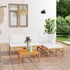 vidaXL Salon de jardin 5 pcs avec coussins cr&egrave;me Bois de teck solide