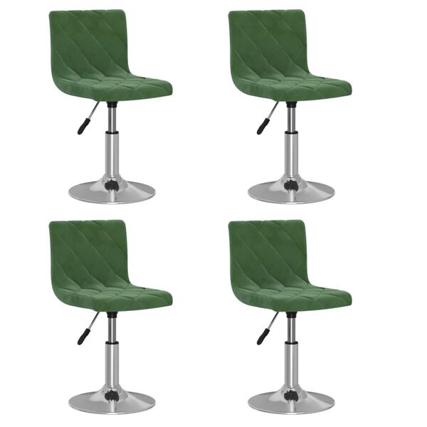 vidaXL Chaises pivotantes &agrave; manger lot de 4 vert fonc&eacute; velours