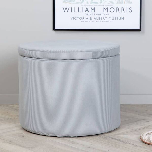 Venture Home Pouf Dunken 51x51x43 cm Velours c&ocirc;tel&eacute; Gris