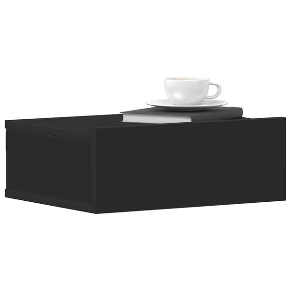 vidaXL Table de chevet flottante noir 40x30x15 cm Bois d'ing&eacute;nierie