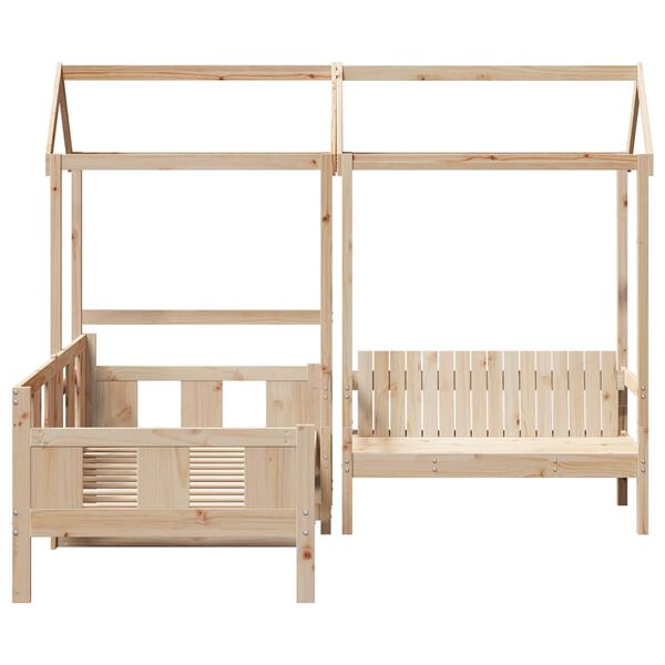 vidaXL Ensemble de lit de jour et de banc avec toit sans matelas