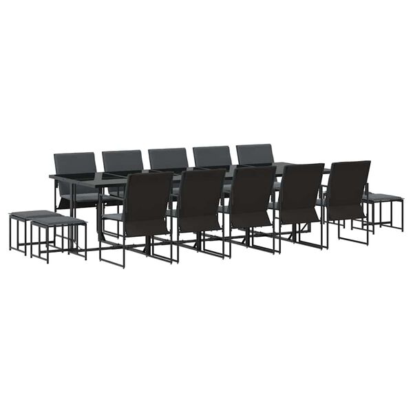 vidaXL Ensemble de salle &agrave; manger pour jardin 15 pcs Noir Acier
