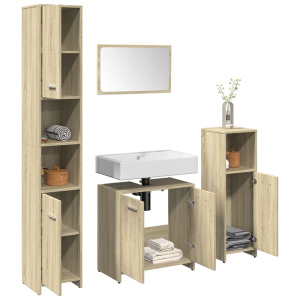 vidaXL Ensemble de meubles de salle de bain 4 pcs ch&ecirc;ne sonoma