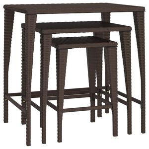 vidaXL Tables gigognes de jardin 3 pcs marron r&eacute;sine tress&eacute;e