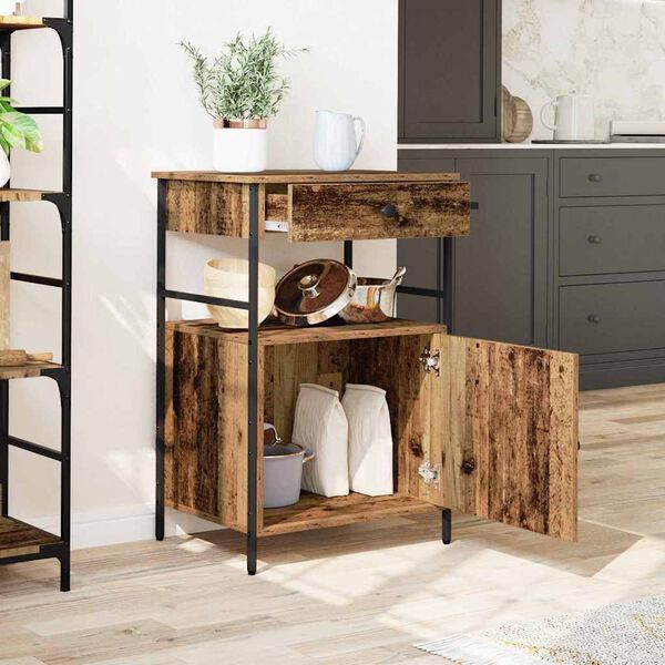 vidaXL Chariot de cuisine Bois ancien 56 x 43 x 89,5 cm