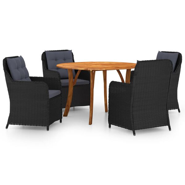 vidaXL Ensemble &agrave; manger de jardin 5 pcs Noir