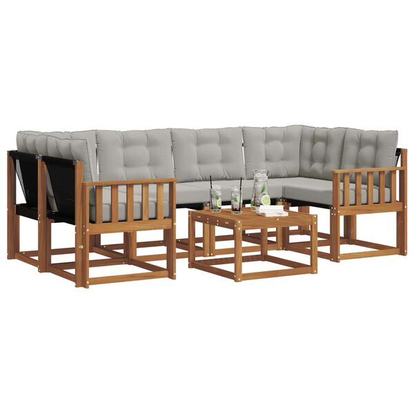 vidaXL Ensemble de canap&eacute;s d'ext&eacute;rieur 7 pcs Gris Naturel et Clair