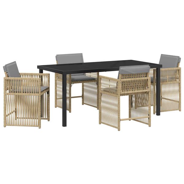 vidaXL Ensemble de salle &agrave; manger pour jardin 5 pcs Beige polyrotin