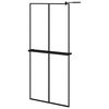 vidaXL Paroi de douche avec &eacute;tag&egrave;re Noir 90x195 cm Verre ESG&Aluminium