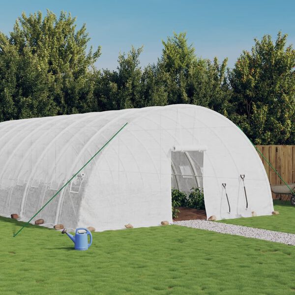 vidaXL Serre avec cadre en acier blanc 48 m&sup2; 8x6x2,85 m