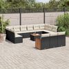 vidaXL Salon de jardin avec coussins 14 pcs noir r&eacute;sine tress&eacute;e