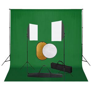 vidaXL Kit de studio photo bo&icirc;tes &agrave; lumi&egrave;re toile de fond r&eacute;flecteur