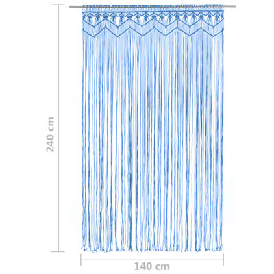 vidaXL Rideau en macramé Bleu 140x240 cm Coton
