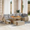 vidaXL Ensemble de canap&eacute; de jardin 9 pcs Beige polyrotin